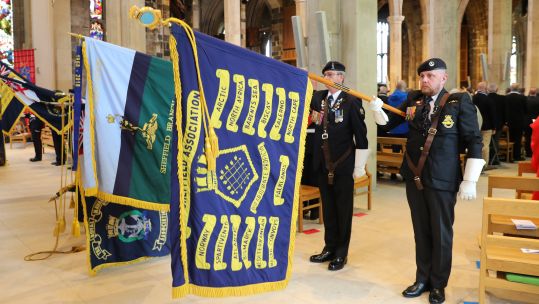 40th anniversary service taking place to commemorate HMS Sheffield, which was sank during the Falklands war 010522 CREDIT Ian Spooner
