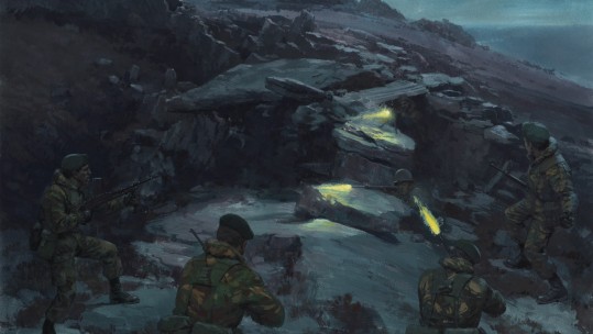45 Commando atop Two Sisters engaging an Argentine bunker at close quarters