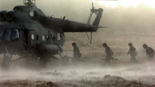 British Sodiers are recovered by a Polish ME 8 Helicopter. Credit: Mark Owens, Crown Copyright