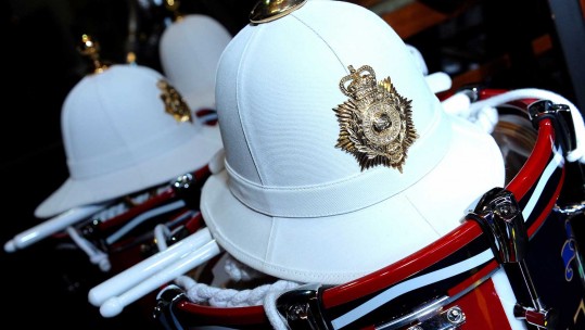 Pith helmet belonging to HM Royal Marines band member