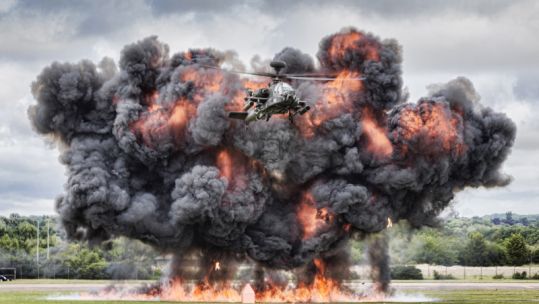 Army Air Corps Apache Dramatic Display Royal International Air Tattoo at RAF Fairford 2014 Credit Defence Imagery