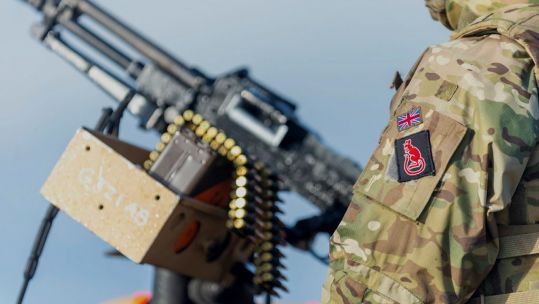 Members of 2nd Battalion The Royal Anglian Regiment (2 R Anglian) take part in Exercise Primed Poacher at Castlemartin Ranges. Pembrokeshire, Wales.