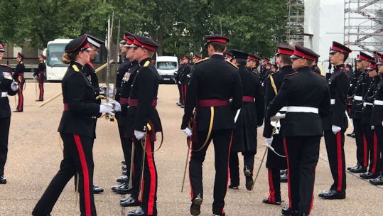 4REME personel on parade at Wellington Barracks, London, to prove they can reach the high standards necessary to perform public duties for the Royal family