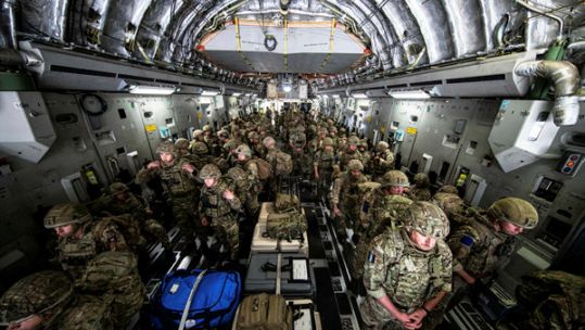 British soldiers from 16 Air Assault Brigade deploying to Kabul