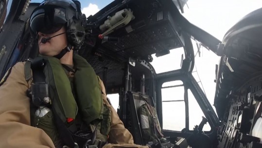 Pilot In Cockpit of Griffin Helicopter - 84 Squadron
