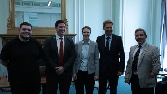 Tobias Ellwood with veterans 
