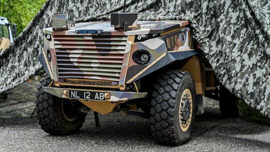 A British Army vehicle showcased at the Defence Science and Technology Laboratory to highlight the importance of cutting edge technology (Picture: MOD).