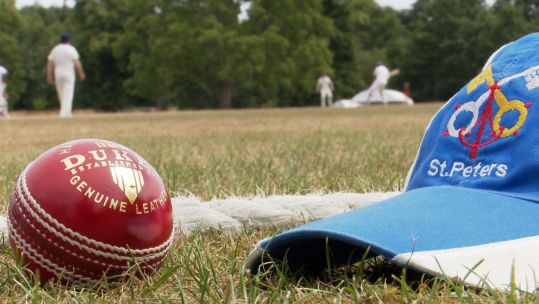 A Duke Cricket ball with a St Peters hat Credit BFBS Date 08072025.jpg