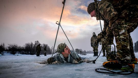 Ice-breaker drills are a key component of the Cold Weather Warfare Course (Picture: MOD) 