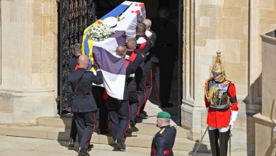 Cover image: Marines carry the Duke of Edinburgh's coffin into St George’s Chapel, Windsor (Picture: MOD).
