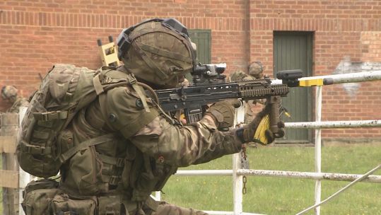 A Sandhurst cadet on exercise.