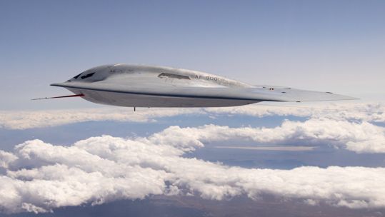 A USAF B-21 Raider stealth bomber conducts flight testing 22052024 CREDIT US Dept of Def