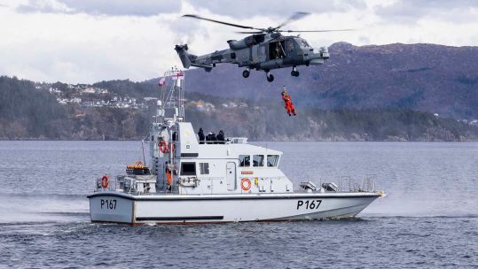 A Wildcat hunts for a Norwegian patrol boat