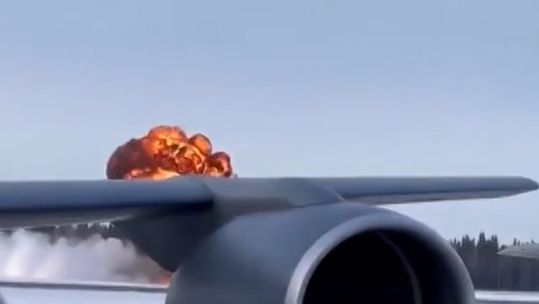 A ball of flames as the result of a F-35 crash in Alaska 290125 CREDIT Reuters