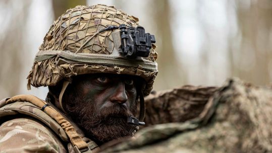 A bearded British Army soldier