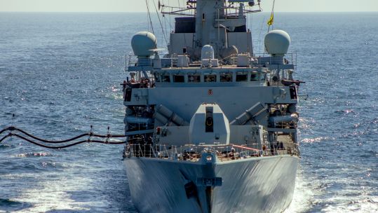 A bow shot of HMS Montrose while refuelling from USNS Big Horn 18022021 CREDIT NAVY.jpg