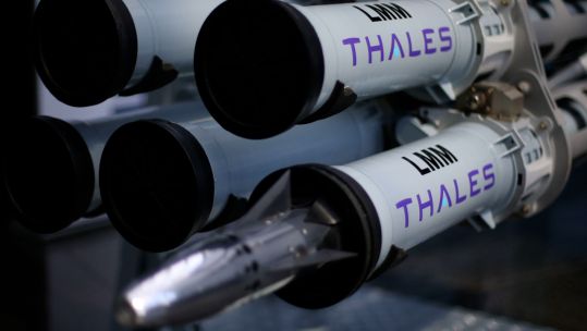 A display model of the new LMM (lightweight multi-role missile) created by Thales for the royal navy CREDIT ALAMY 18.04.23