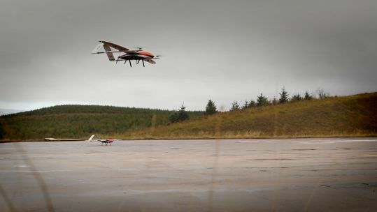 A drone flies as part of an assessment of swarming Uncrewed Aerial Vehicles in the UK (Picture: Dtsl).