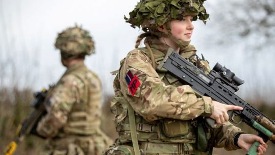 A female member of the RAF, seen here on Exercise Agile Protector at Sennybridge Training Area in Wales 