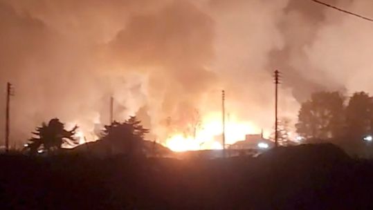 A fire after a South Korean missile exploded during a military exercise with the US 