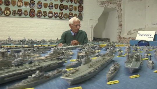 A fleet of model Royal Navy ships constructed out of matchsticks has gone on display at Nothe Fort in Weymouth Dorset