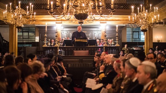 A full military service was held at Bevis Marks Synagogue in the City of London to install the first Jewish commissioned Padres into the Royal Army Chaplains' Department as Chaplains [MOD PICTURE]