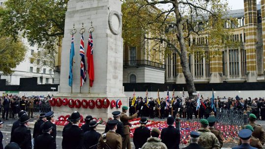 A general view of the annual Association of Jewish ex Servicemen and Women parade at the Cenotaph in Whitehall, London