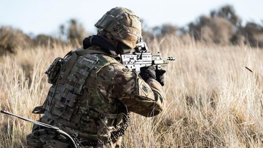 A gunner from 63 Squadron RAF Regiment takes aim on Barry Buddon training range in Scotland (Picture: RAF).