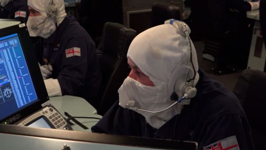 A member of HMS Duncan's crew taking part in training in Portsmouth