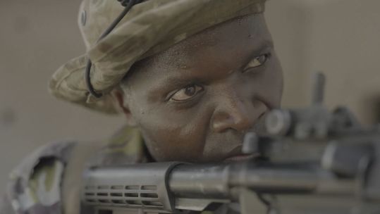 A member of the newly formed Kenyan Marines, trained by Royal Marines from 40 Commando