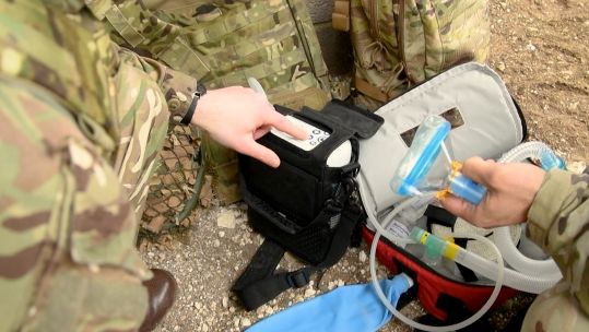 A new portable oxygen delivery system, designed to improve casualty survival of both soldiers and civilians, has been revealed by the Defence Science and Technology Laboratory 230425 CREDIT Dstl