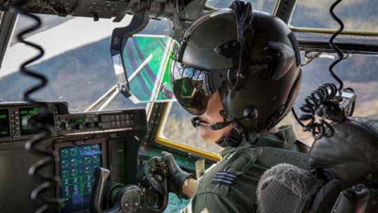 A pilot from C-130J Hercules 47 Squadron, based a Brize Norton, performing a low-level sortie over Northern Sweden