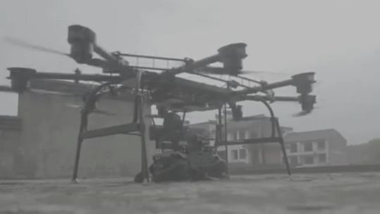 A robodog fitted with a machine gun that can be transported via drone