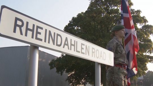 A shot of Rheindahlen road sign as ARRC celebrates 10 years at its Gloucestershire base.