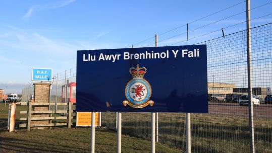 A sign at the entrance to RAF Valley in north Wales 