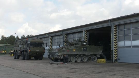 A tank at the entrance to Land Training Fleet Sennelager.