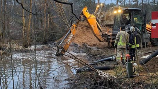 Rescue teams are digging in a peat bog near the border with Belarus (Picture: Lithuanian Armed Forces)