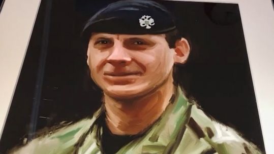 A veteran's portrait of a British soldier who died in Afghanistan during the conflict.