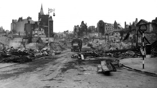Plymouth damaged following the Blitz in WW2