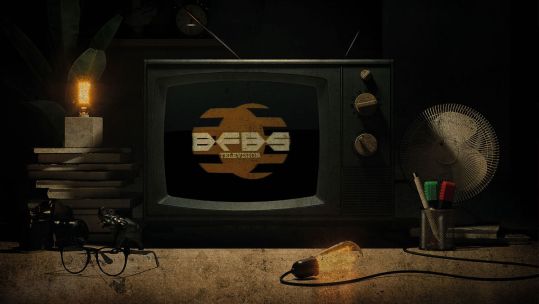 A recreation of a vintage BFBS TV logo on screen in 1975 CREDIT BFBS