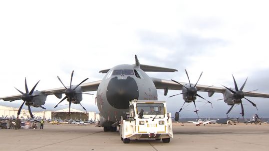 A400M Atlas aircraft supplying Red Arrows on tour.