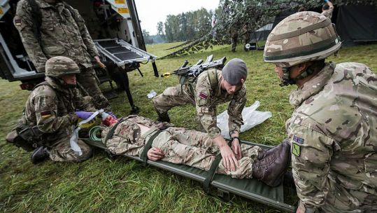 335 Medical Evacuation Regiment join together with 1 Armoured Medical Regiment on Exercise Serpent Run in Germany Credit: UK MOD © Crown Copyright 2017 / Mr Dominic King