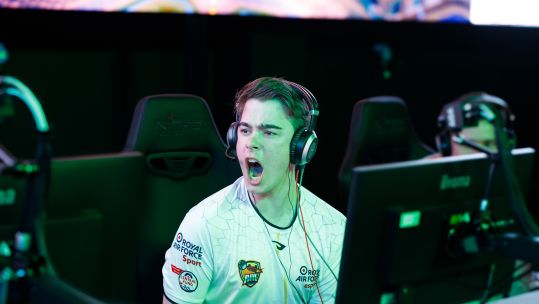 AS1 Roman Davies RAF Shadows Captain celebrates a moment at the inaugural BFBS Pro League Grand Final