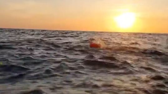 A former British Army Captain, Adam Diver, swam from the main land to the Isle of Man in three days.