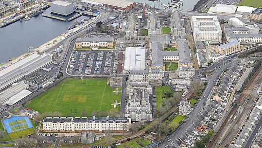 Aerial image of HMS Drake Devonport dockyard