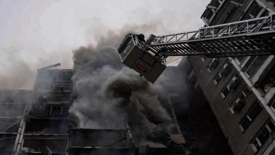 A Zircon hypersonic missile has reportedly been fired at Kyiv for the first time (Picture: Ukraine Emergency Services).