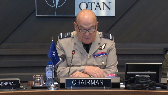 Air Chief Marshal Sir Stuart Peach said NATO does not accept "Russia's illegal annexation of Crimea" (Picture: NATO TV).