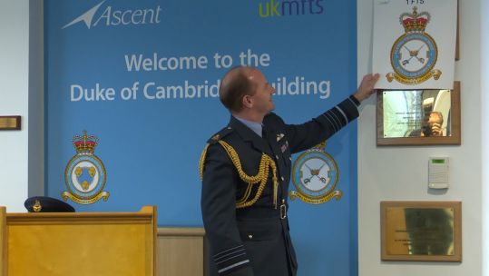 Air Chief Marshal Wigston unveils Duke of Cambridge building 280220 CREDIT BFBS