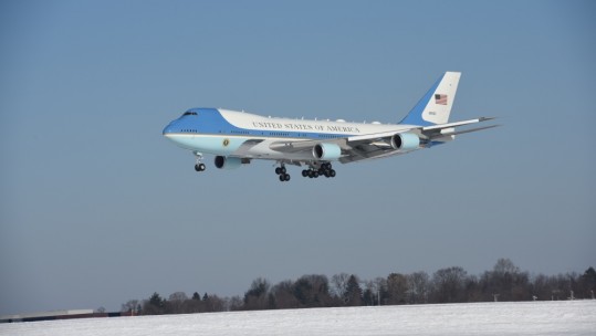 Air Force One prepares to land