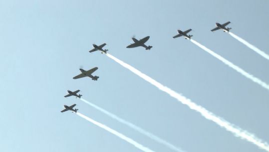 Air display over London Biggin Hill Airport on Battle of Britain Day.